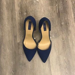 Blue Faux Suede Stiletto Heels.